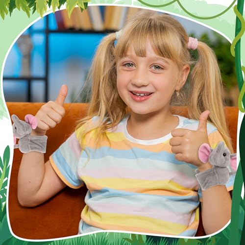 Relaxgiant 12 Pcs Kids Stuffed Animal Slap Bracelet, Hug Animal Slap Bracelet Plush Toy Gifts Plush Wrist Cute Snap Bracelets for Boys Girls Child Birthday Pet Adoption Party Favors(Elephant) by Relaxgiant - Image 7