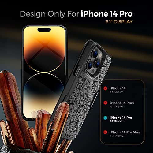 Motive For Iphone 14 Pro Holster Case, Belt Clip Case For Apple Iphone 14 Pro, Shell Holster Combo 14 Pro, Slim Rugged Drop Shockproof Protective Cover With Kickstand (6.1" Pro) | Ranger Series Black #TOP4
