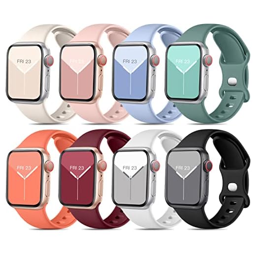 Mastten 8 Pezzi Cinturino Compatibile con Apple Watch Cinturino 38mm 40mm 41mm, Cinturini Sportivi in Silicone Morbido per Apple Watch Serie 8/7/ iWatch Serie 8 7 6 5 4 3 2 1 SE, Colore Chiaro