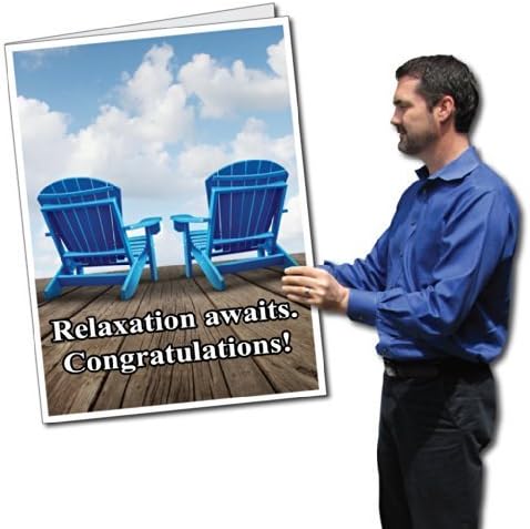 VictoryStore Jumbo Greeting Cards: Giant Retirement Card (Relaxation Awaits) 2 feet x 3 feet Card with Envelope