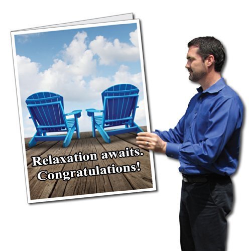 VictoryStore Jumbo Greeting Cards: Giant Retirement Card (Relaxation Awaits) 2 feet x 3 feet Card with Envelope