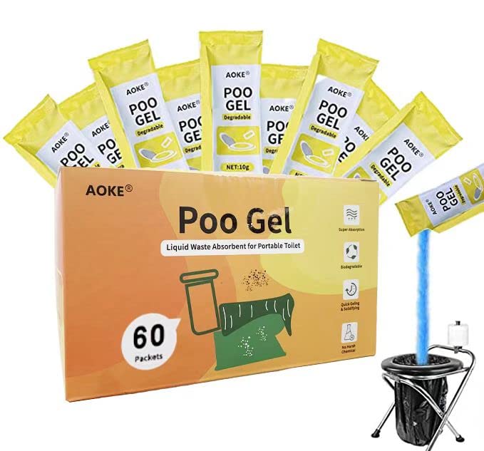 Aoke Portable Toilet Powder Lemon 60 Pack Poo Gel Camping