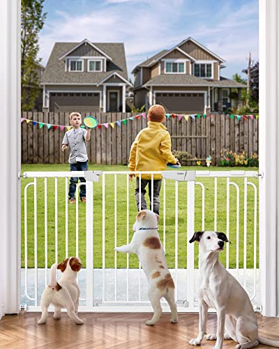 Mom s Choice Awards Winner-Cumbor 29.5-57  Baby Gate for Stairs, Extra Wide Dog Gate for Doorways, Pressure Mounted Walk Through Safety Child Gate for Kids Toddler, Tall Pet Puppy Fence Gate, White