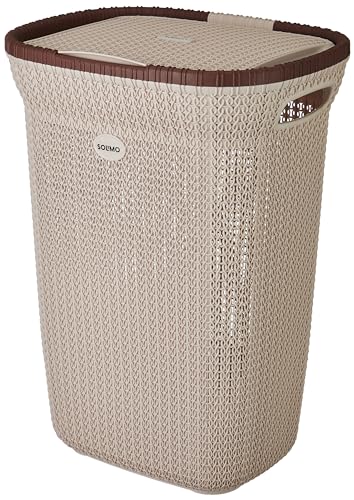 Amazon Brand - Solimo Plastic Knit Laundry Basket - Big - 55 Litres - 44 Cm X 35 Cm X 61 Cm | Beige (B0CP5Y9H1F) Amazon Price History, Amazon Price Tracker