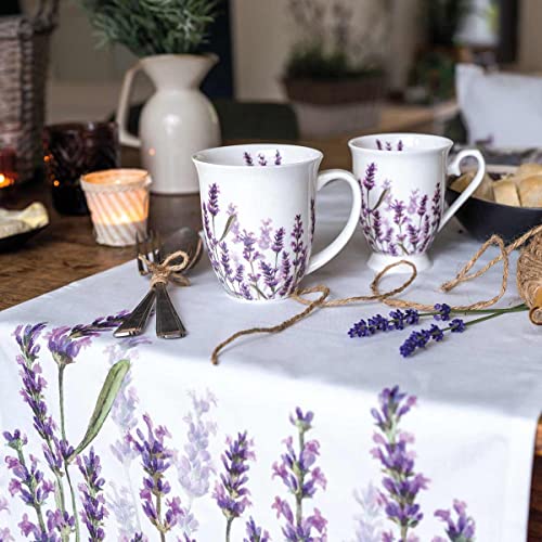 Ambiente Kaffeetasse Lavender Shades White 400ml Teetasse Henkeltasse Lavendel Kaffee-Tasse Tee-Tasse Henkel-Tasse Lavendelblüten