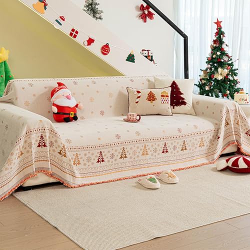 Housse de canapé Chenille de Noël premium gray jeté lavable 180x150cm - 8