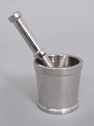 Miniatura 3 de Juego de mortero y mortero de acero inoxidable indio Amam Dasta Imam Dasta, triturador de píldoras, molinillo de especias, cuenco de hierbas, pesto