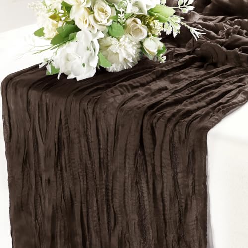 Brown Cheesecloth Table Runner Party Birthday Wedding Bridal Decor, 1Pack