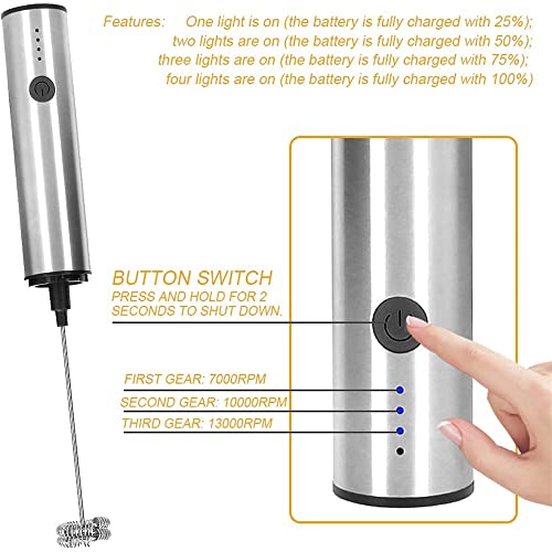 Vaporizador de Leche,Espumador de Leche Eléctrico de Mano, Espumador de Leche Manual Recargable,Mini Batidora Eléctrica… - Imagen 5