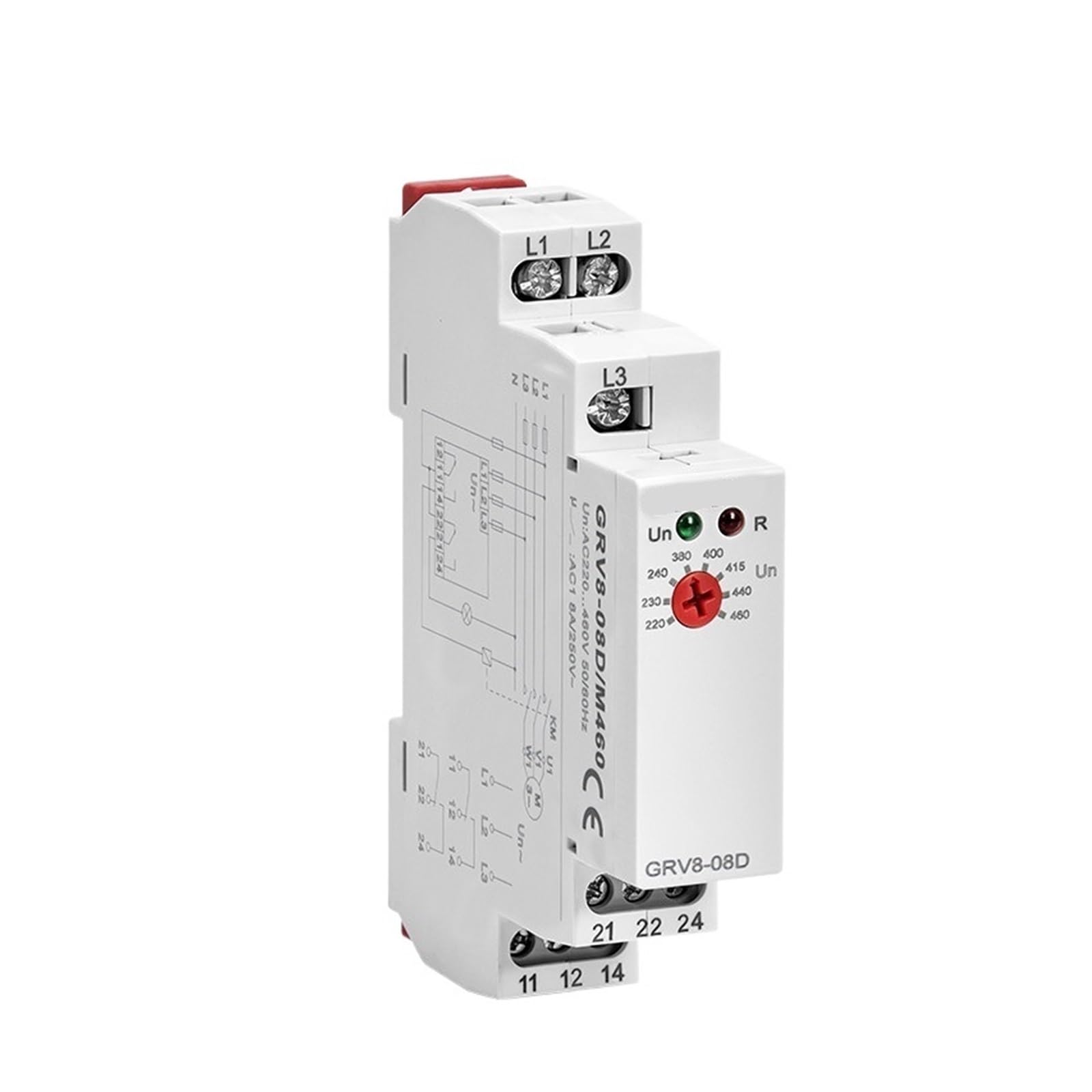 BALYDLUL Rail Mounted 3 Phase Voltage Relay 10A Phase with GRV8-08(GRV8-08D M265)