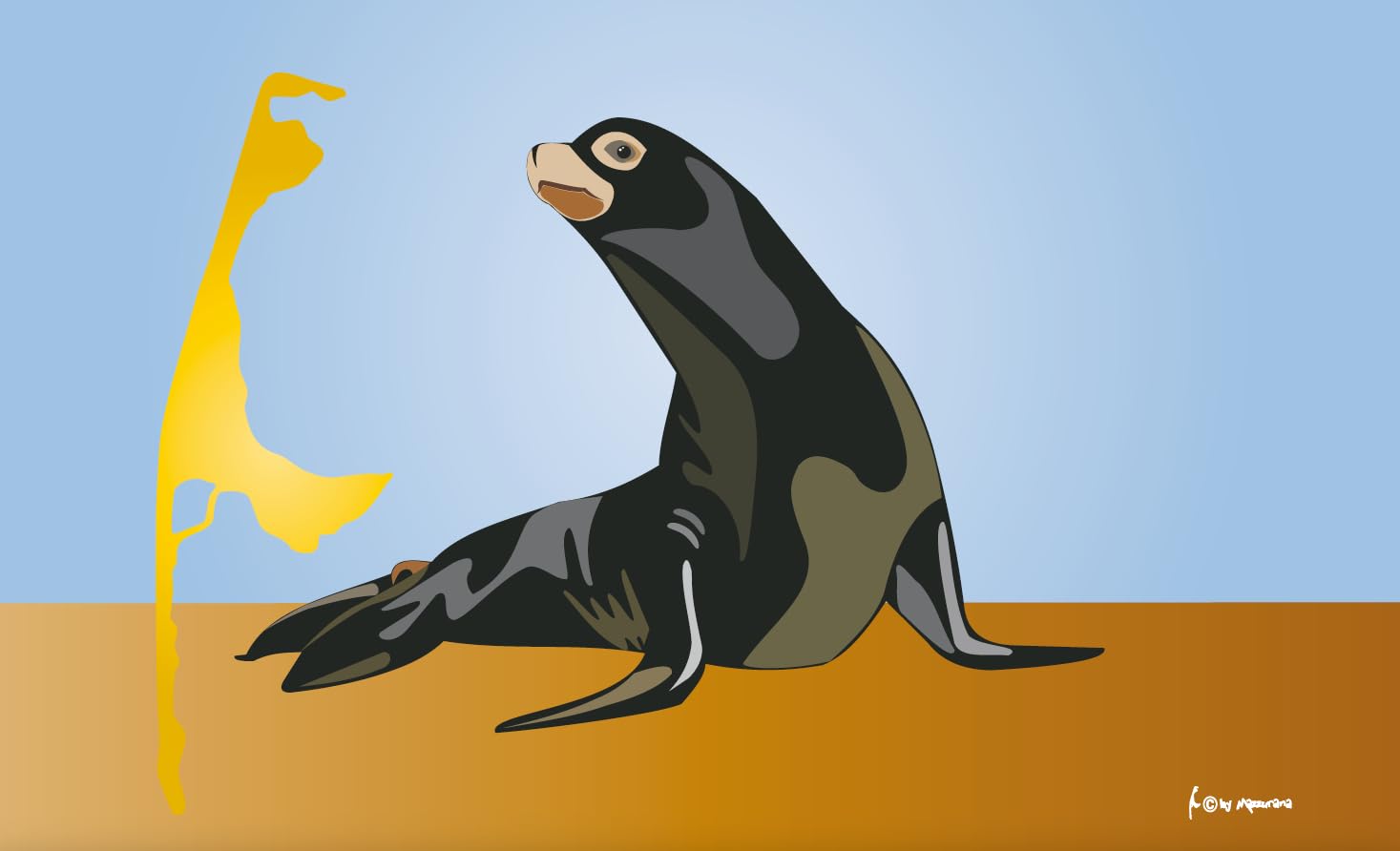 Bandera de foca de playa – diseño marítimo de animales Sylt Pañuelo de bandera de barco / 250 x 150 cm