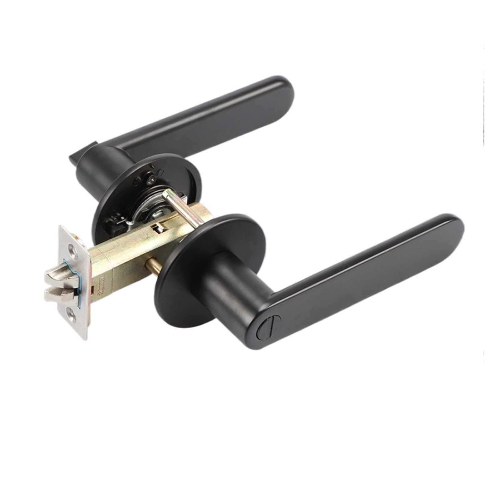 Sjloynwq Black Keyless Silent Door Lock Three-Pole Round Handle(Black Keyless)