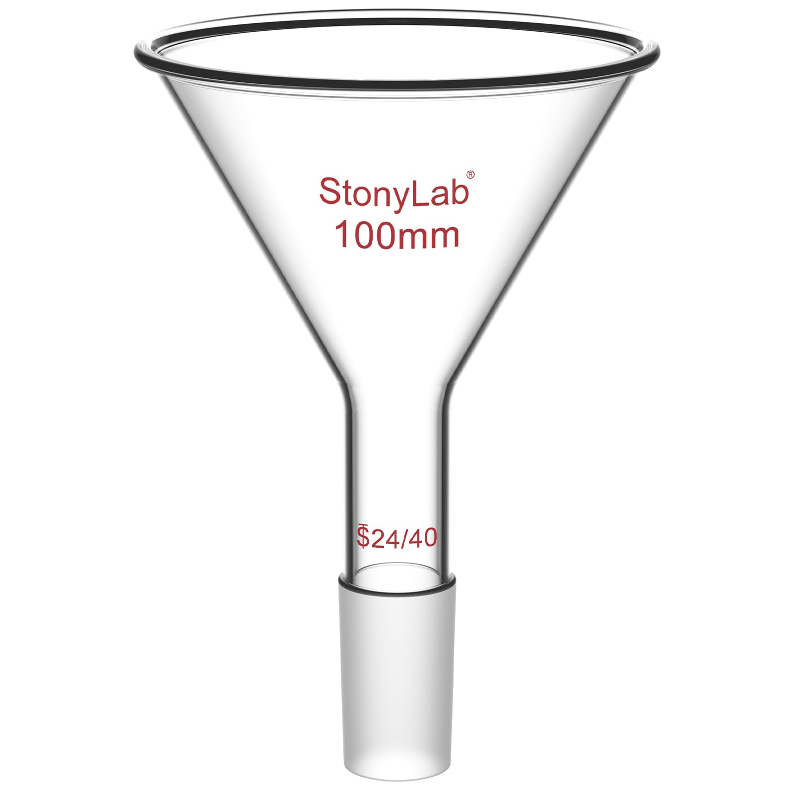 stonylab Vetro Stelo Corto Polvere Imbuto, Powder Funnel con 100mm Diametro Esterno e 24/40 Joint Interno in Vetro Filtro Imbuto