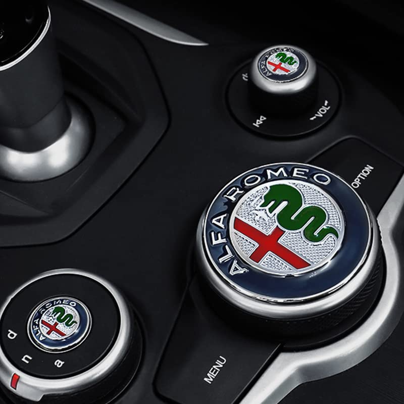 URYYRIT Zinc Alloy, Car Center Console Knob Decoration Sticker, Gear Shift Kit 3D Decal, For Alfa Romeo Giulia Stelvio Interior Retrofit Accessories,Multi-colored Stelvio