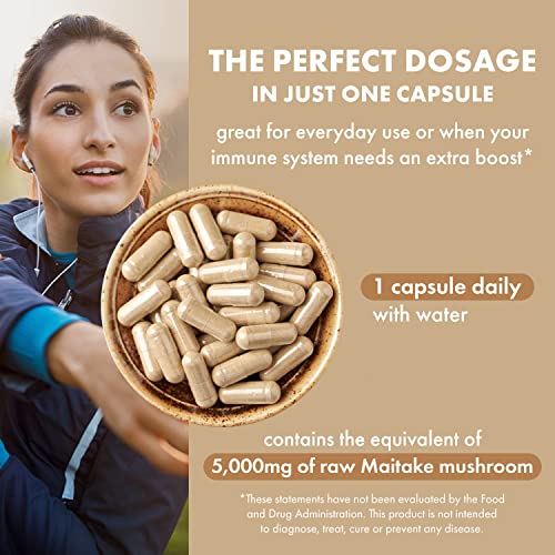 Pure Essence Labs Mypure Maitake Mushrooms - Mushroom Powder Supplement For Immune System Support, Stress Relief, Build Energy, Strength Booster For Men & Women - 1 Month Supply #TOP3