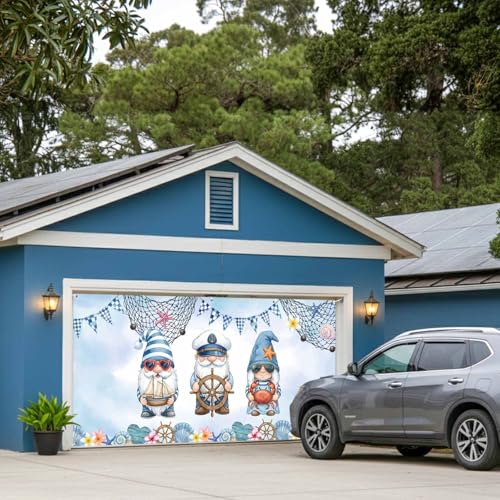 Ocean Gnome Garage Door Banner Decorations 6.9 x 16ft Nautical