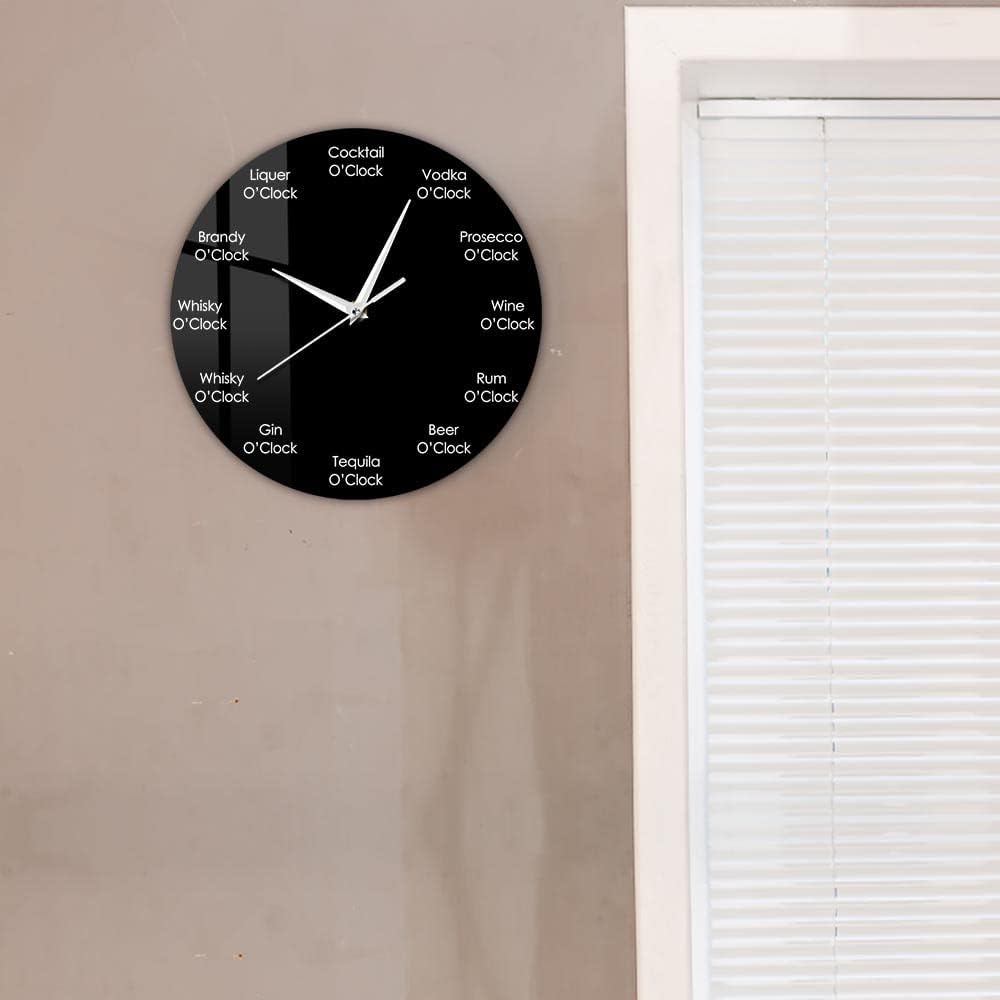 15 Inch Beverage of Hour Modern Drinking Wall Clock, Spirits Alcohol Drinking Silent Quartz Non Ticking Battery Operated Wall Clock for Kitchen Home Bar Dining Room Man Cave Alcoholics Gift