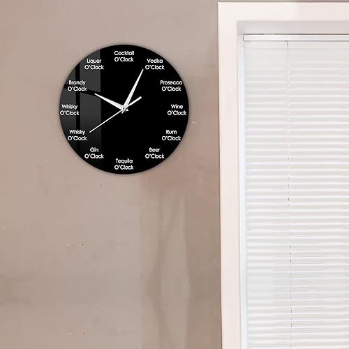Miniatura 6 de Reloj de pared moderno de 12 pulgadas para beber bebidas de hora, bebidas alcohólicas y bebidas alcohólicas silenciosas, sin tictac, funciona con