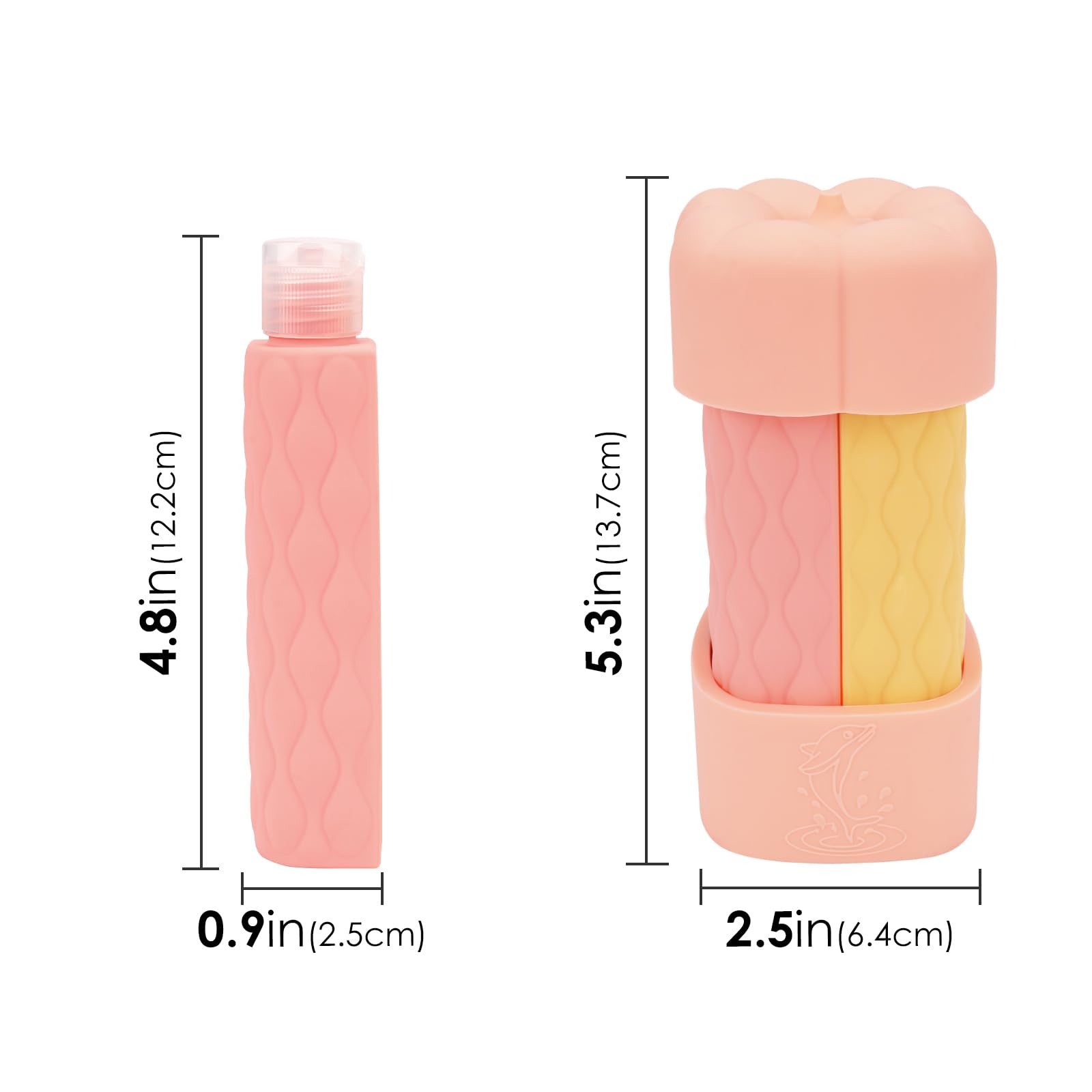 ReignSword 4 in 1 Travel Bottles for Toiletries, TSA Approved Silicone Travel Containers, Leak Proof Refillable Toiletry Containers for Shampoo Conditioner Lotion Body Wash (2oz, Pink), Pink - Image 2