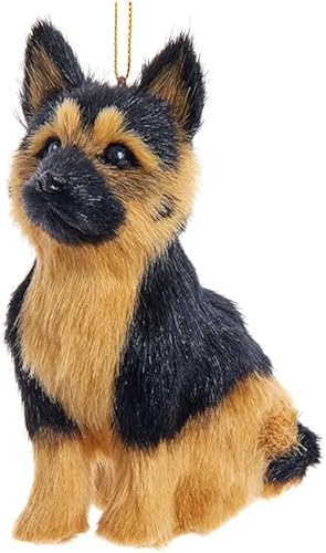 The Bridge Collection Adorno de perro de pastor alemán  Adorno de pastor alemán peludo para decoración navideña  Adorno de árbol de Navidad de