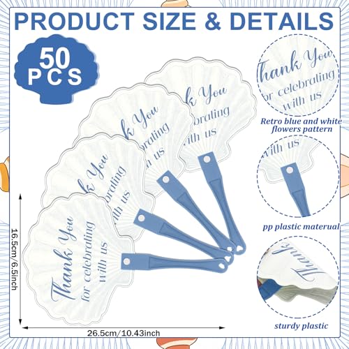 Image of 50 Pcs Seashells and Wedding Bells Decoration Wedding Hand Fans Last Toast on The Coast Bachelorette Favors Plastic Handheld Fans Bule Coastal Seashell Favors for Guests Ceremony Bridal Shower