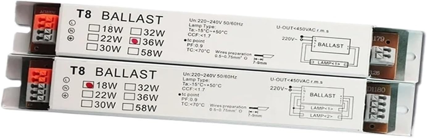220-240V AC 2x18W 2x30W 2x36W 2x58W Wide Voltage T8 Electronic Ballast Fluorescent lamp Ballast (Size : 2x58W)