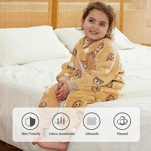 Image of MICHLEY Baby Sleeping Bag Sack with Legs Long Sleeve Wearable Pajamas | wearable blanket toddler baby, 9 Months-6T, Animal Designs, Flannel, Machine Wash