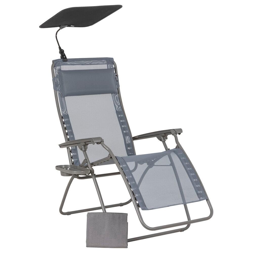 Lafuma MOBILIER - Ensemble Fauteuil Relax Transat Jardin - Chaise Longue Et Accessoires - Zen Edition - Texplast - Gris Silex - Fabriqué en France - LFM5360_8544 - Garantie 5 Ans - L.88xl.67xH.114cm