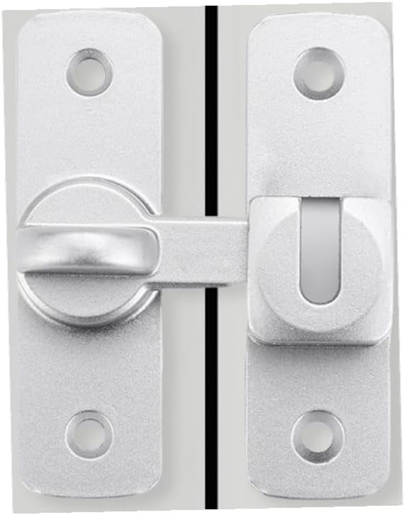 2 Pcs Sliding Door Latch Lock, 90/180 Degree Flip Gate Lock, Silver Aluminum Alloy Door Lock Latches for Interior Sliding Door, Barn Door, Cabinet, Window & Gate Security