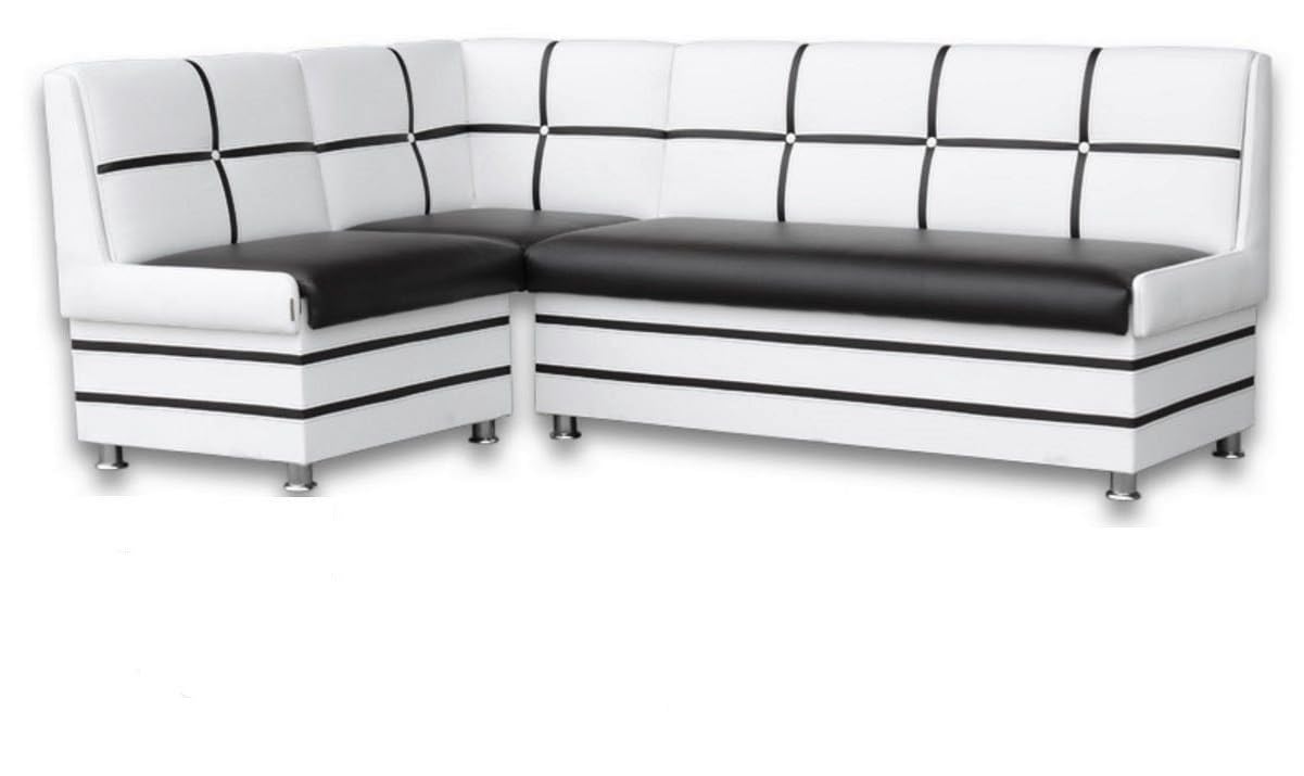Rodnik Eckbank Korsika Maxi 213x142cm, Sitzbank gepolstert, mit Truhen, Kunstleder Schwarz Weiß, Stauraum