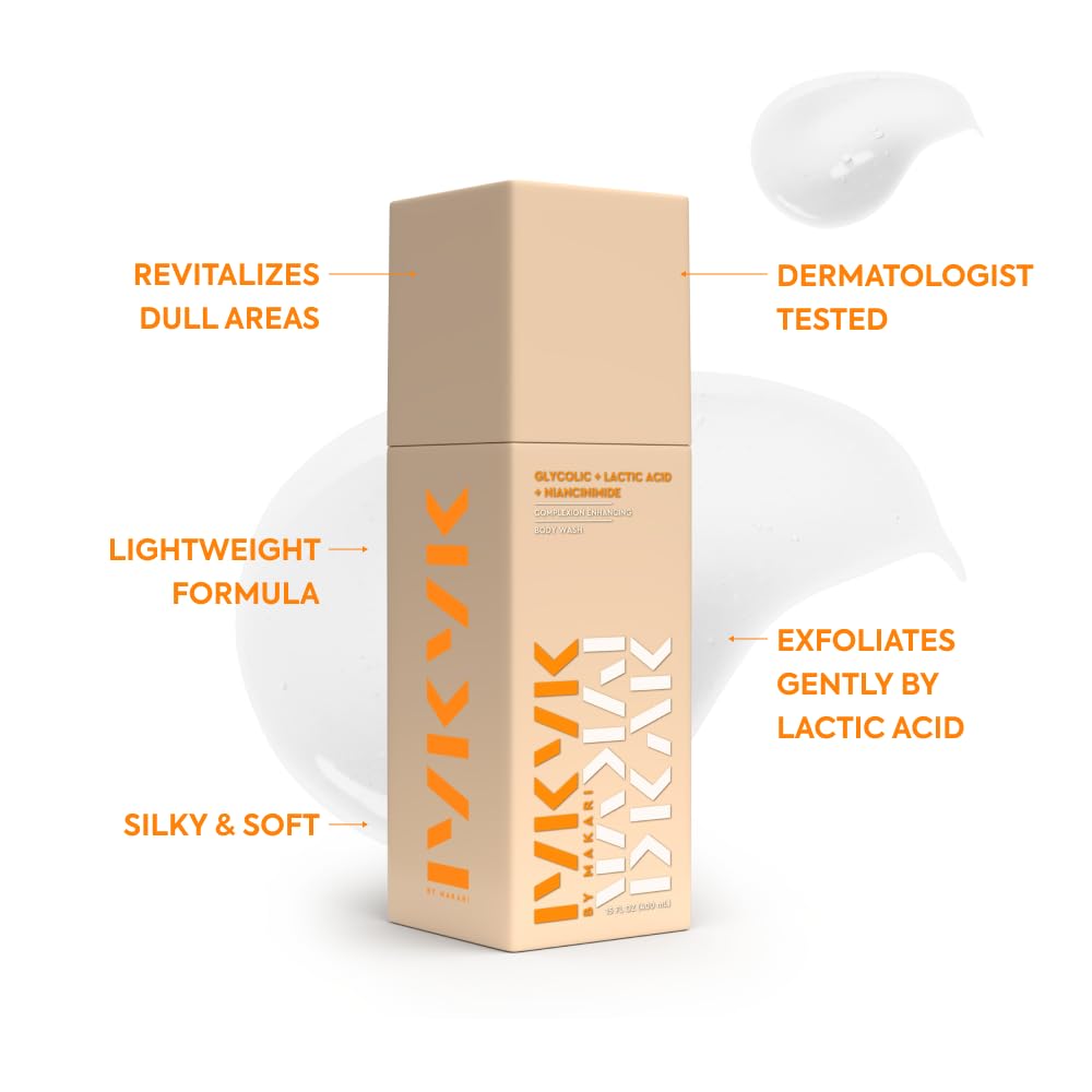 MAKARI IYKYK Gentle Exfoliating Body Wash | Glycolic & Lactic Acid Cleanser with Niacinamide | Smooths Dry Skin for Radiant-Looking Results | Vegan & Fragrance-Free - Image 3