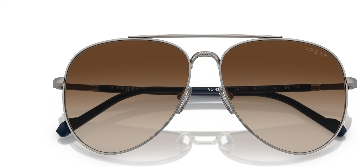Vogue Eyewear Men's Vo4290s Aviator Sunglasses Gunmetal/Brown Gradient 60 Millimeters image 5 of 6 B0CGW5WVZ2