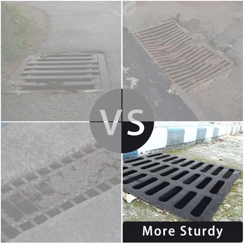 apgbwj Cast Iron Drain Grate, 24"X24" Outdoor Drain Cover,Heavy Duty Metal Sewer Drain Cover,Black Square Drain Grate for Concrete Floor (True Size 23.6”x23.6”) by apgbwj - Used condition - Image 6