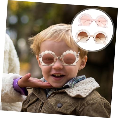 Healifty 2 Pairs Sunglasses Vintage Mirror Shades for Fashionable Irregular Frame Eyewear in Transparent Tea Pink Beach Party UV Protection Accessories for Boys2