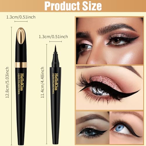 Incisite Hellokiss Liquid Eyeliner Pen, Black Eye Liner, Waterproof Felt Tip Eye Liner Pen, Long Lasting Quick-Drying Smudge-Proof Eyeliner for Eye Makeup(Black) - Image 3