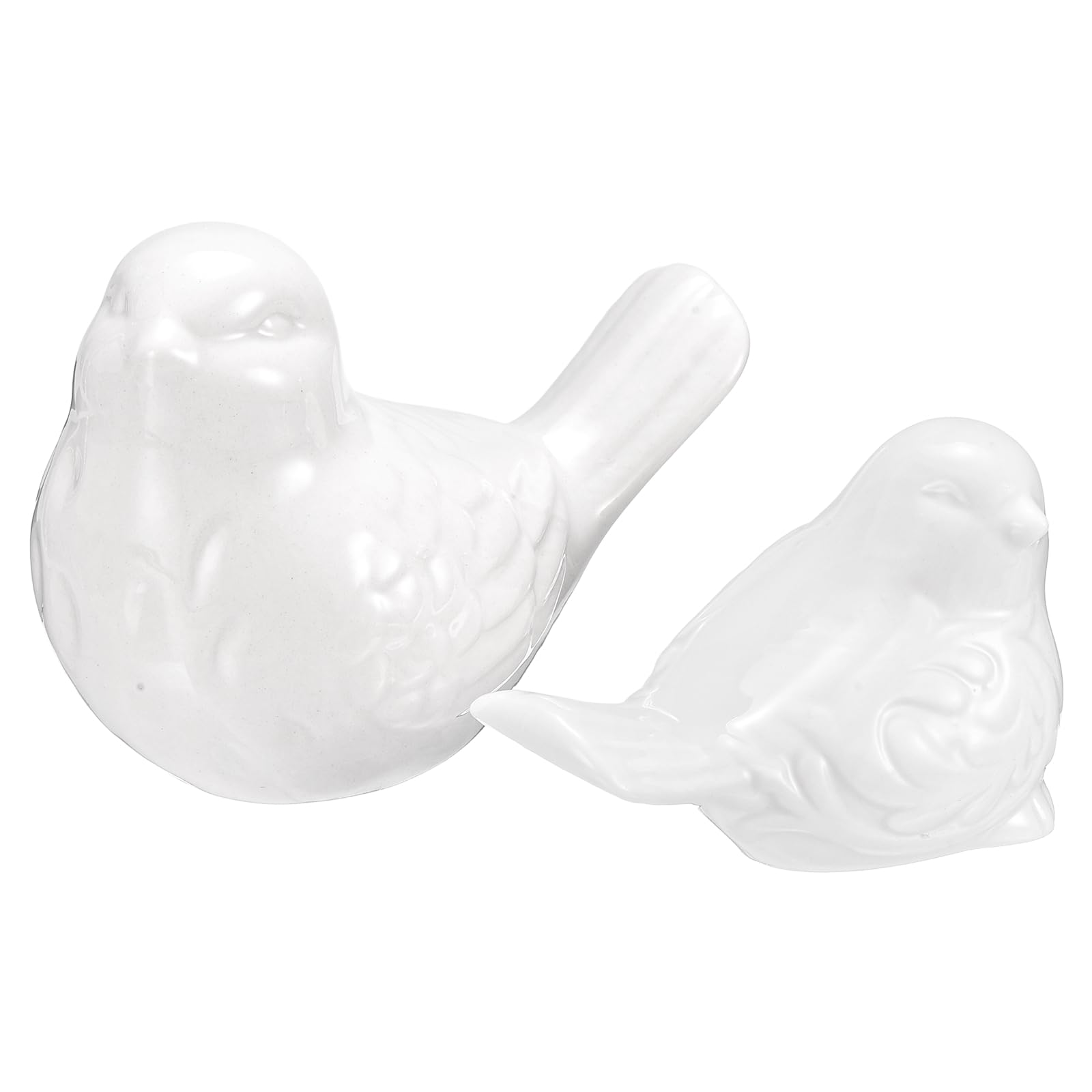 sourcing map 2Pcs Bird Statues, 3.9 Inch and 3.2 Inch Small Ceramic Birds Figurines Bird for Home Decor Modern Home Small Animal Statues for Office Bookshelf Bedroom Living Room, White