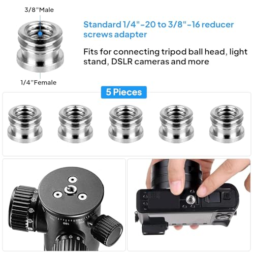 Standard Metal Male Convertor Threaded Screw Adapter Spigot Stud for Studio Light Stand, Hotshoe/Coldshoe Adapter, Ball Head, Wireless Flash Receiver, Trigger (20 PCS Camera Screws Mount Set)