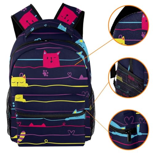 Sac de voyage décontracté et spacieux à motif chat avec bretelles confortables pour filles