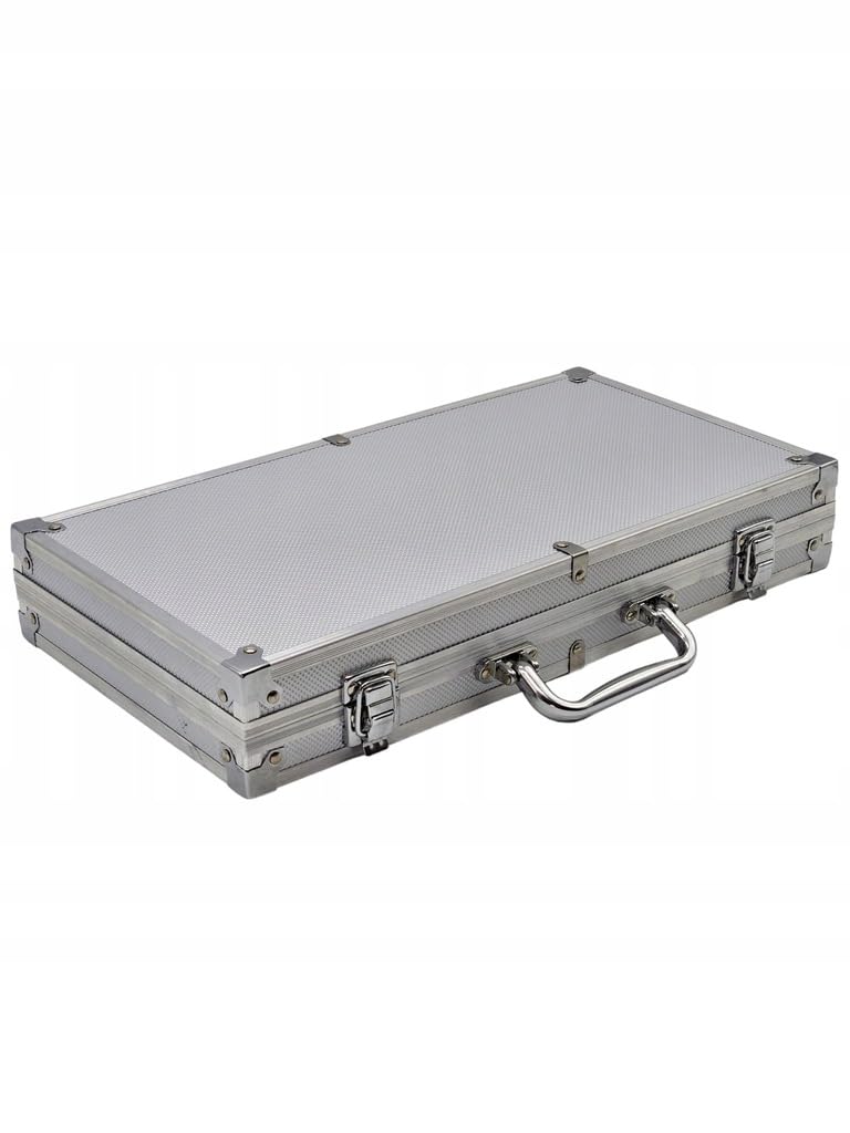 Girox - Premium Pokerkoffer Set mit 300 gewichteten Chips, 2 Kartendecks, Dealer Button, Blinds & 5 Würfeln - Aluminiumkoffer 38,7 x 23,5 x 6,5 cm - Poker Koffer Set - Pokerkarten