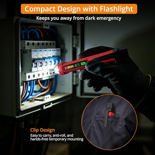 Image of Neoteck Voltage Tester 12-1000V AC NCV Detector with LED Flashlight | Identifies live and neutral wires with audible beeps and visual LED alerts for outlets, switches, and circuit breakers