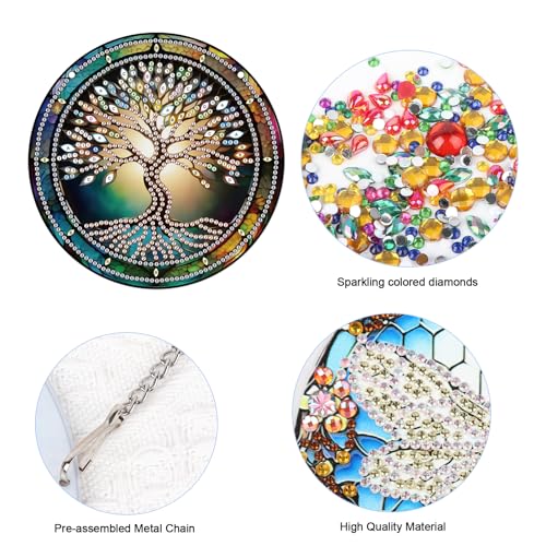 JISHSHAY Life of Tree Diamond Art Wind Chime - Special Shape Crystal Suncatcher Gem Painting With Jewel Art Pendant - Image 4