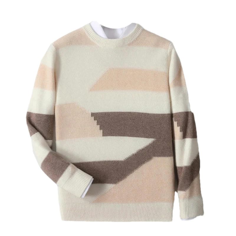 Pull épais homme col rond vêtement chaud hivernal en tricot uni