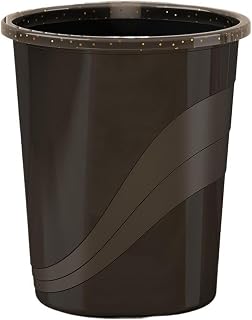 Bathroom trash can 9/12 Liter Round Trash Can, Colorful Plastic Trash Can with One-piece Pressure Ring, Open Top Wastebasket Recycling Bin for Bedroom Office Kitchen Kitchen Trash Can(Black,S)