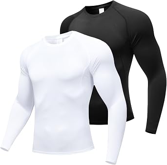 Mens Long Sleeve Compression Shirt, UPF 50+ Thermal Base Layer