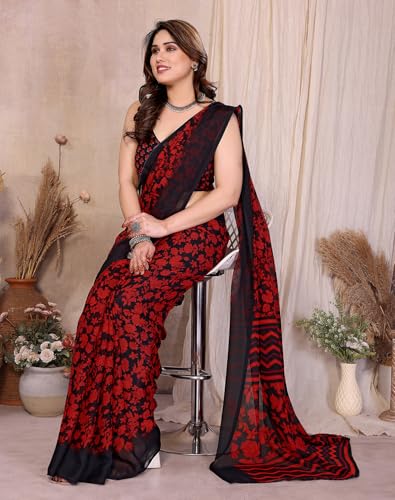 Image of Yashika Women's Georgette Saree with Blouse Piece for Traditional Ethinic Wear Sari