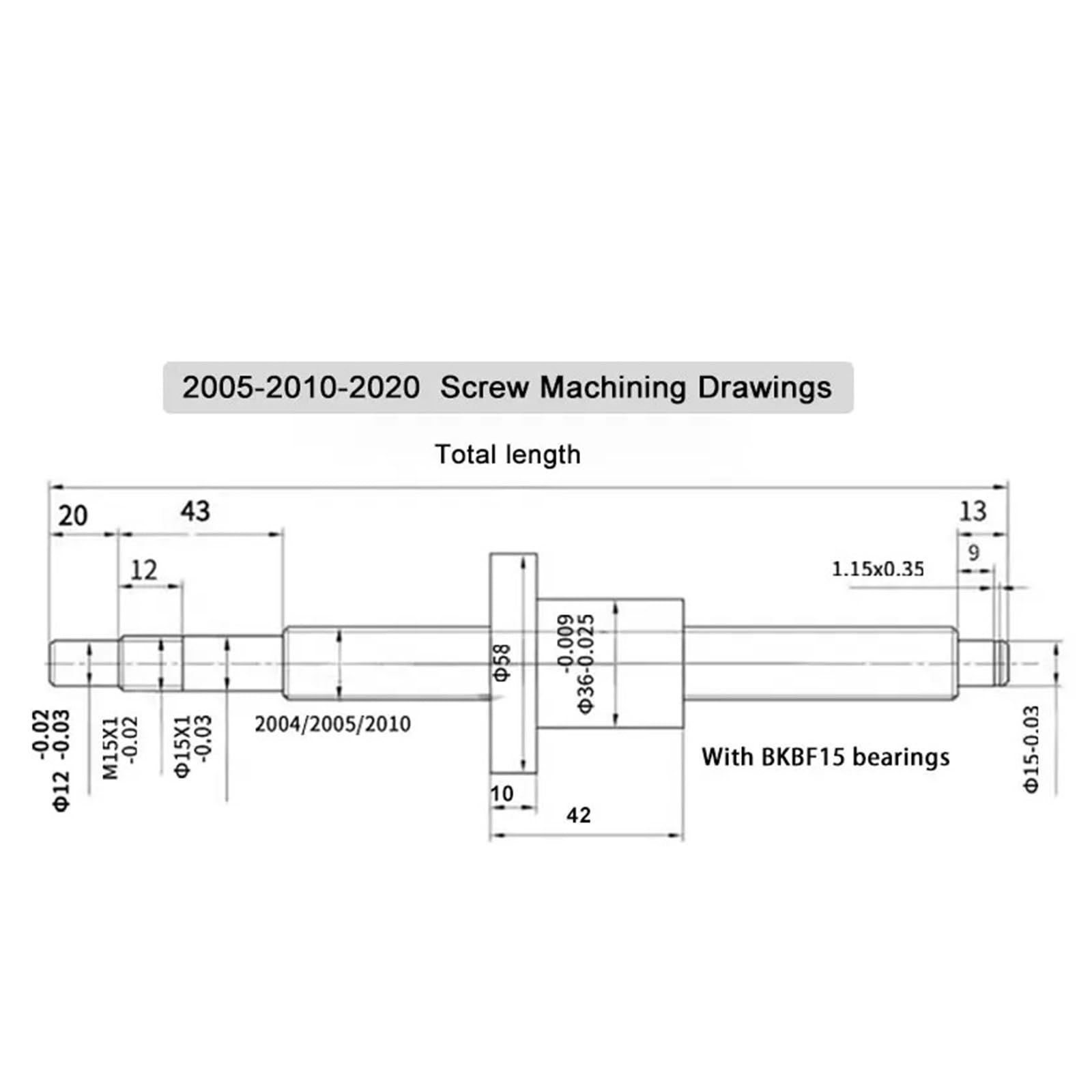 Zestaw śrub kulowych, Śruba kulowa SFU2005 Nakrętka kołnierzowa Walcowana C7 BK/BF15 Obrobiona końcówką 400-1600 mm(SFU2005-500mm)