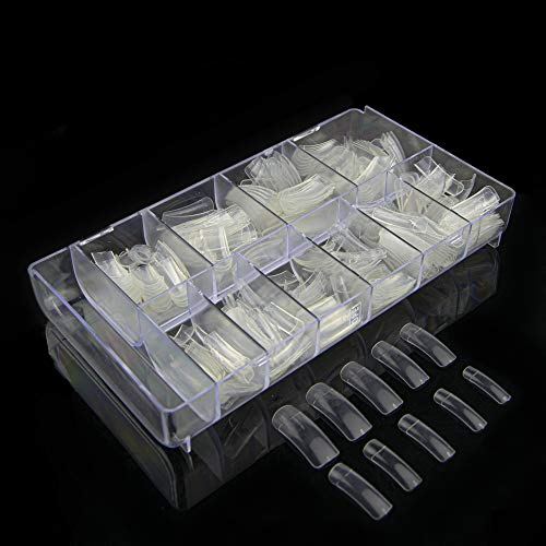 PROFICO 100 Stück Nagelspitzen Nageltips im Box | Classic Square Halbabdeckung Französisch Acryl Künstliche Nägel | 10…