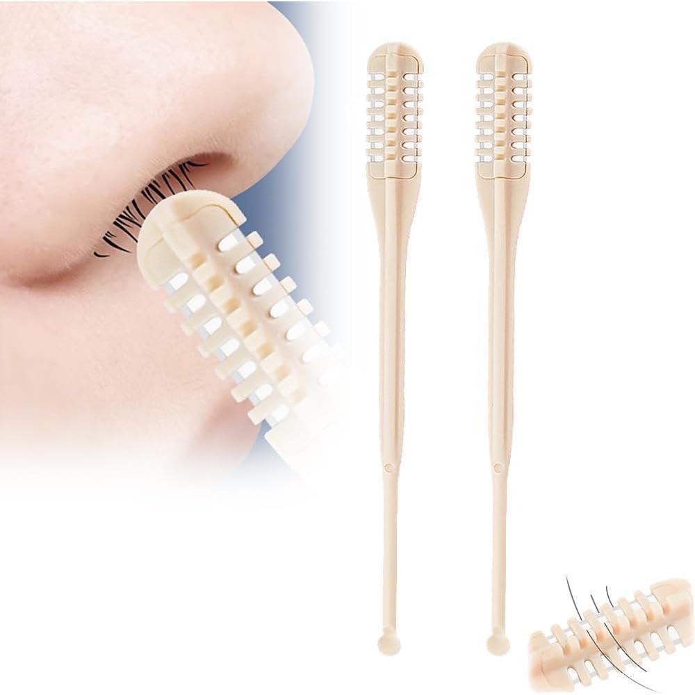 Unisex Handheld 360° Rotating mini Double-Headed Nose Hair Trimmer, no Charging Required, Made of Skin-Friendly Material for Added Safety, Washable and Reusable, and Includes a Free Ear Pick