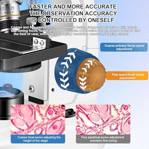 Microscópio trinocular 40X-5000X, microscópio para adultos, grau de laboratório com duplo estágio me