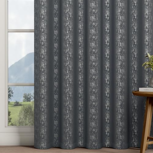 Image of Wakefit Jacquard Room Darkening Curtain | Light Blocking Upto 70% | (7 x 3.9 ft) | Door Curtain | Set of 2 | Reduces Noise | Machine Washable | Smash |Stripe Grey